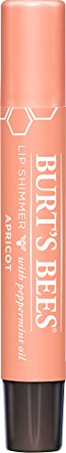 Burt's Bees Apricot Lip Shimmer, Hydrating for All Day, Vitamin E & Coconut Oil, 0.09 Ounce