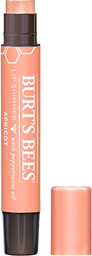 Burt's Bees Apricot Lip Shimmer, Hydrating for All Day, Vitamin E & Coconut Oil, 0.09 Ounce