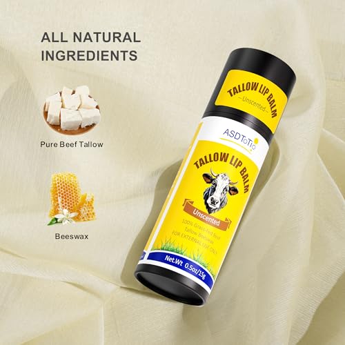 Grass-Fed Tallow Lip Balm - Natural Hydrating for Cracked & Dry Lips