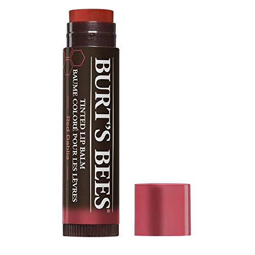 Burts Bees 100% Natural Red Dahlia Tinted Lip Balm, Shea Butter & Waxes, 6 Tubes