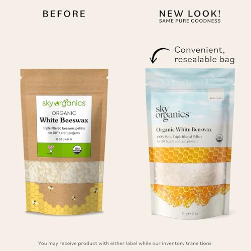 Sky Organics Organic White Beeswax 16oz for DIY Beauty & Crafts