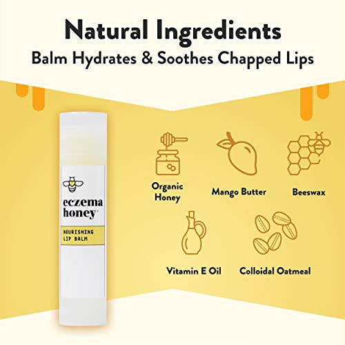 Organic Eczema Honey Lip Balm - Mango Butter & Honey - Daily Moisturizer for Dry Lips (1 Ct)