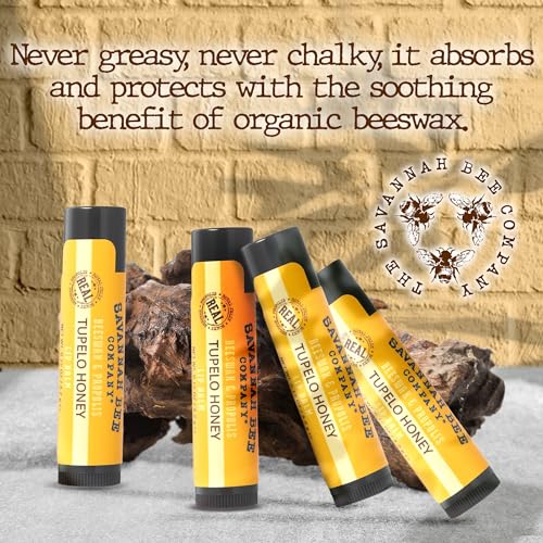 Savannah Bee Company Tupelo Honey Beeswax Lip Balm, 0.15-Ounce (Pack of 4)