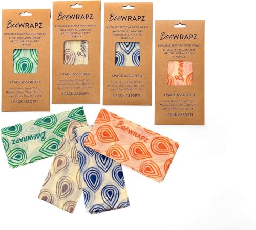 BeeWRAPZ Grey Pack of 3 Beeswax Food Wraps | Eco-Friendly & Plastic-Free Storage