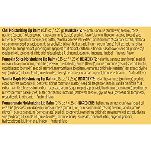 Burt's Bees Winter Variety Pack: Chai Tea, Pumpkin Spice, Vanilla Maple, Pomegranate (4 pcs)