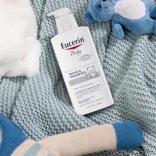 Eucerin Baby Unscented Shampoo & Body Wash, Hypoallergenic, Tear Free, 13.5 Fl Oz