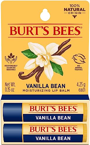 Burt's Bees Vanilla Bean Lip Balm: Christmas Gifts for Moisturizing Lip Care (2-Pack)