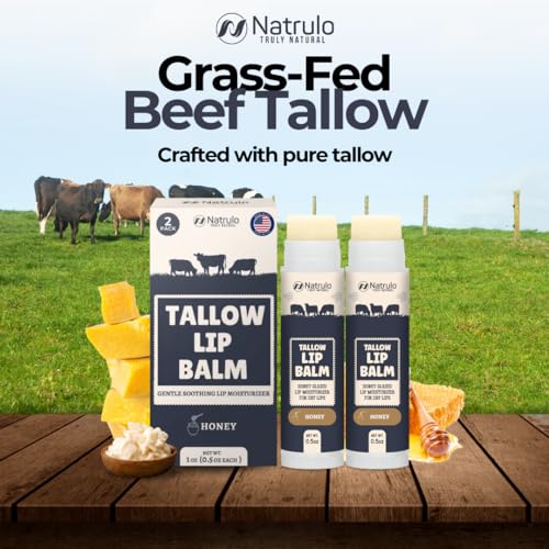 Grass Fed Bison Tallow Lip Balm – Hydrating & Soothing Chapstick 2 Pack