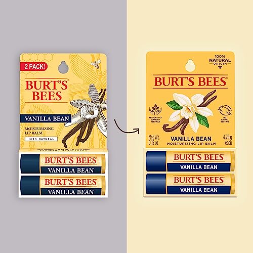 Burt's Bees Vanilla Bean Lip Balm: Christmas Gifts for Moisturizing Lip Care (2-Pack)