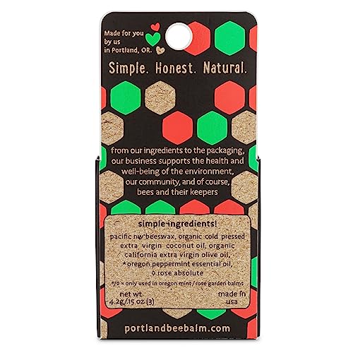 Oregon Mint & Rose Assortment Unscented Beeswax Lip Balm 3 Pack