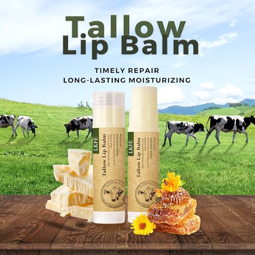 Grass Fed Beef Tallow Lip Balm, Herb-Infused for Dry, Chapped Lips