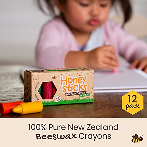 Honeysticks 100% Pure Beeswax Crayons - Non-Toxic, Safe for Babies, Handmade in NZ